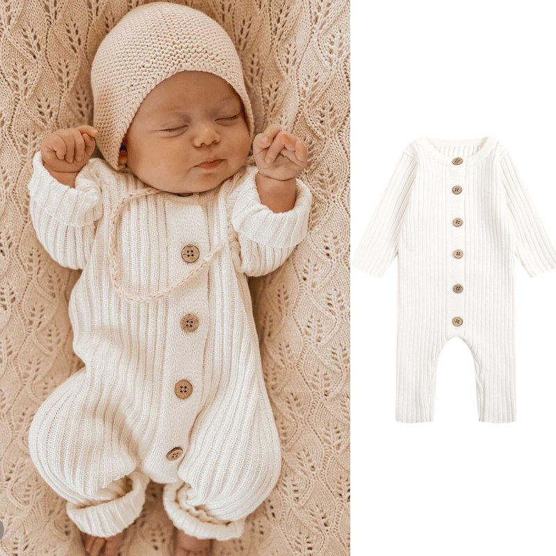 Baby Products Sale - 0-24 メートル新生児子供赤ちゃん男の子女の子冬服ニット暖かいベビーロンパースセーター厚いジャンプスーツかわいい甘い新生児衣装