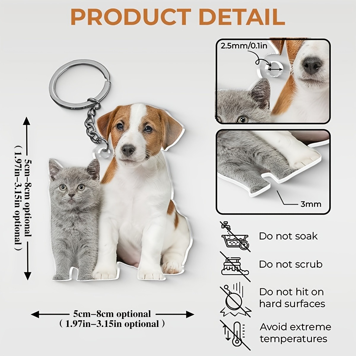 Baby Products Decoration - パーソナライズされたカスタムカットのカラフルな写真キーホルダー、アクリル製装飾ペンダント、レーザーカットされた透明アクリルキーホルダー