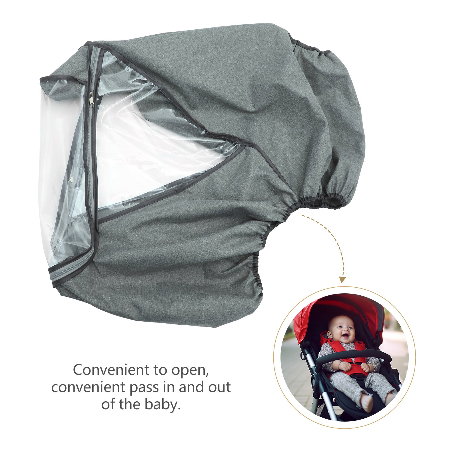 グレーのベビーカーカバー 防風 防水 防塵 レインカバー 標 - Stroller Rain Cover のレビューと価格