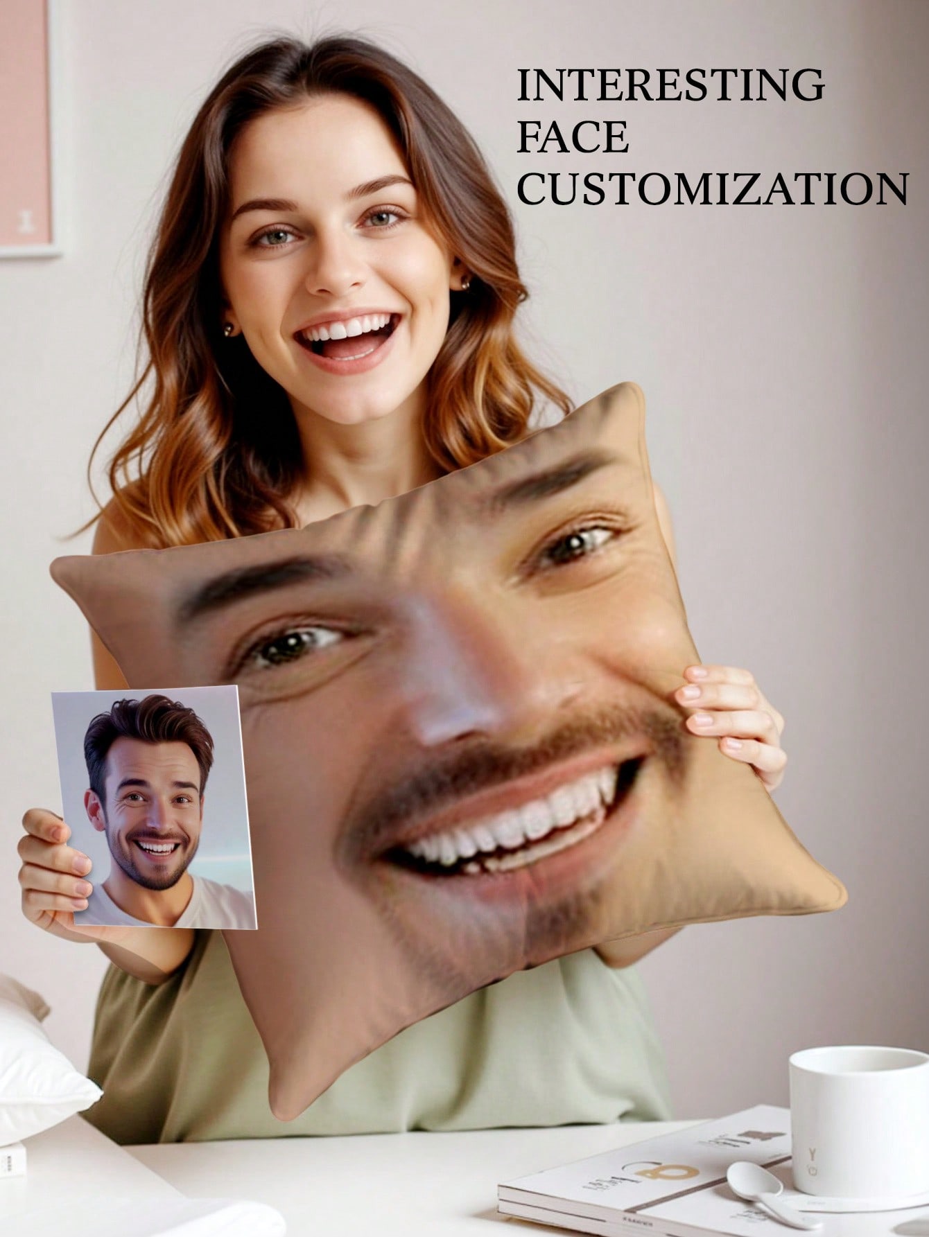 1pc カスタムフェイススクエア枕パーソナライズされた写真枕 - Baby Products Decoration のレビューと価格