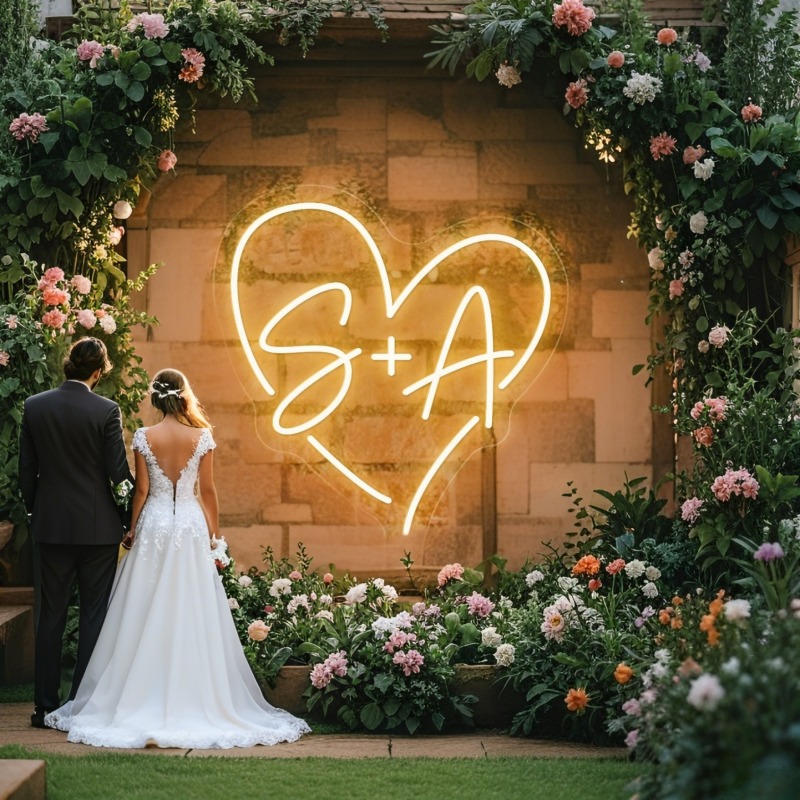 カスタムイニシャルハートLEDネオンサイン、結婚式パーティー - Baby Products Decoration のレビューと価格