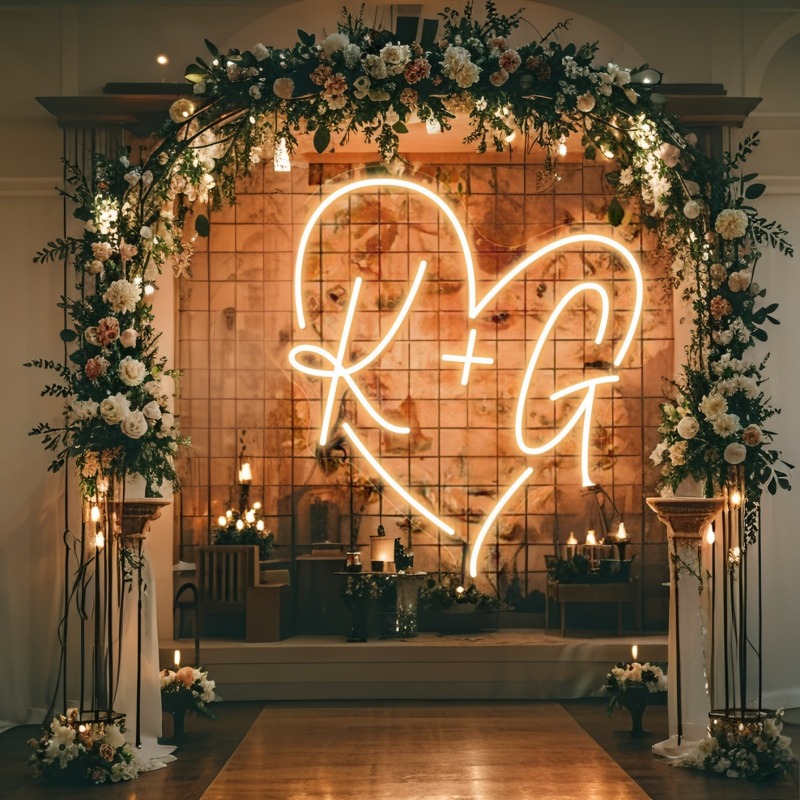 カスタムイニシャルハートLEDネオンサイン、結婚式パーティー - Baby Products Decoration のレビューと価格