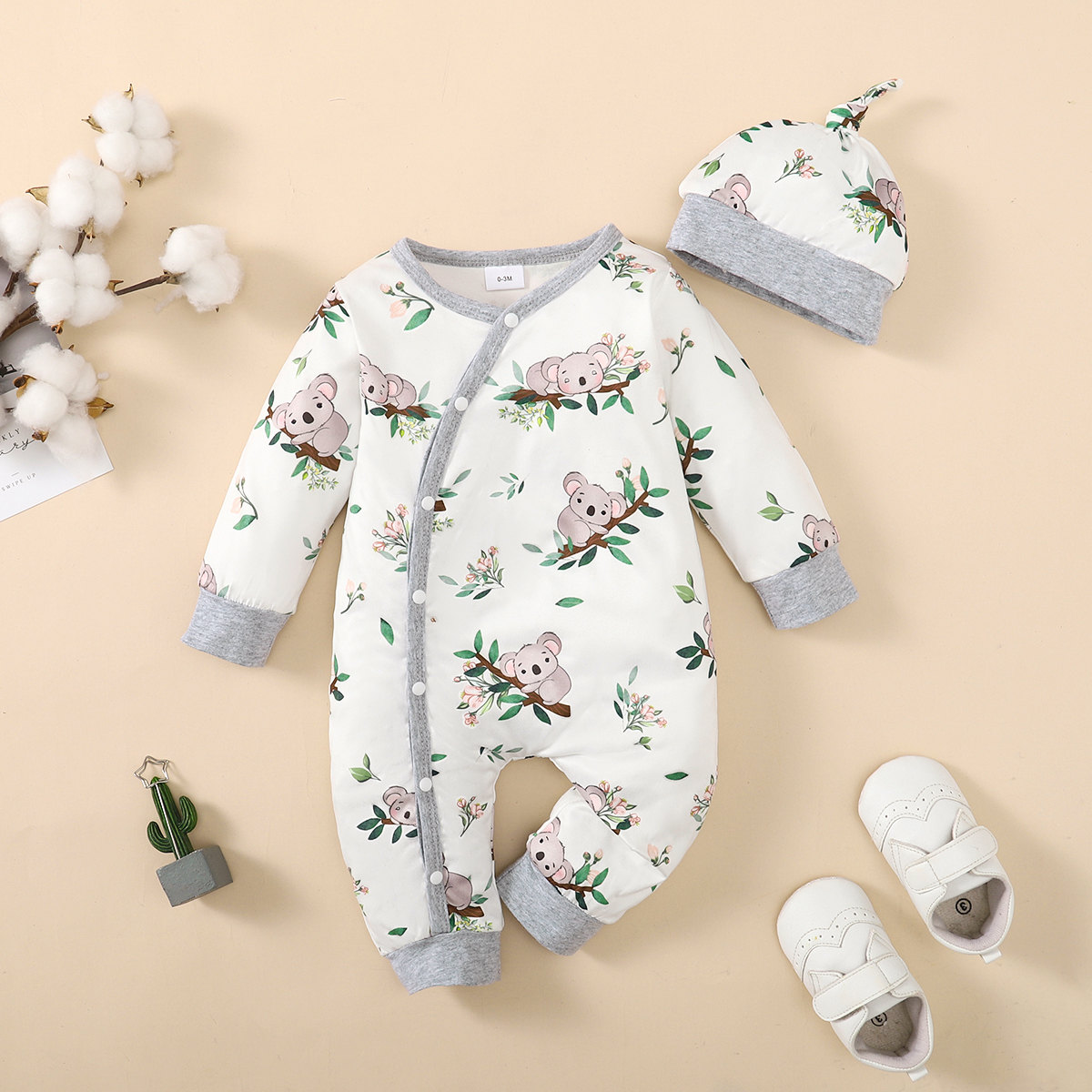 冬新生児幼児男の子ロンパースクマプリント長袖ボタンアップフロ - Baby Products Sale のレビューと価格