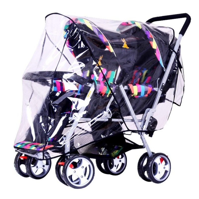 二人乗りベビーカー用レインカバー 防風前後プロテクター - Stroller Rain Cover のレビューと価格