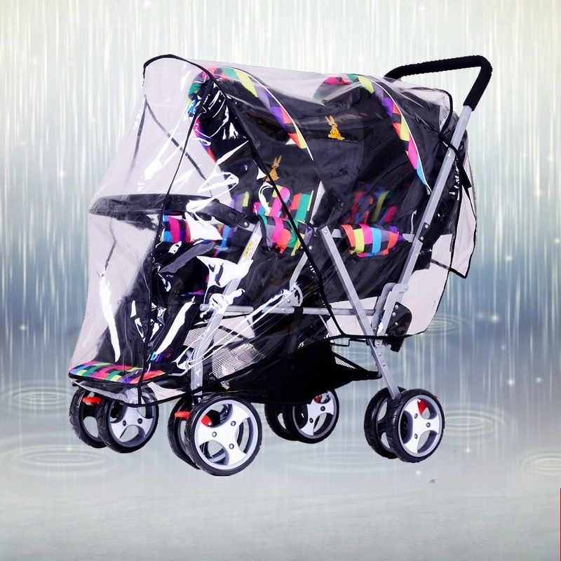 二人乗りベビーカー用レインカバー 防風前後プロテクター - Stroller Rain Cover のレビューと価格