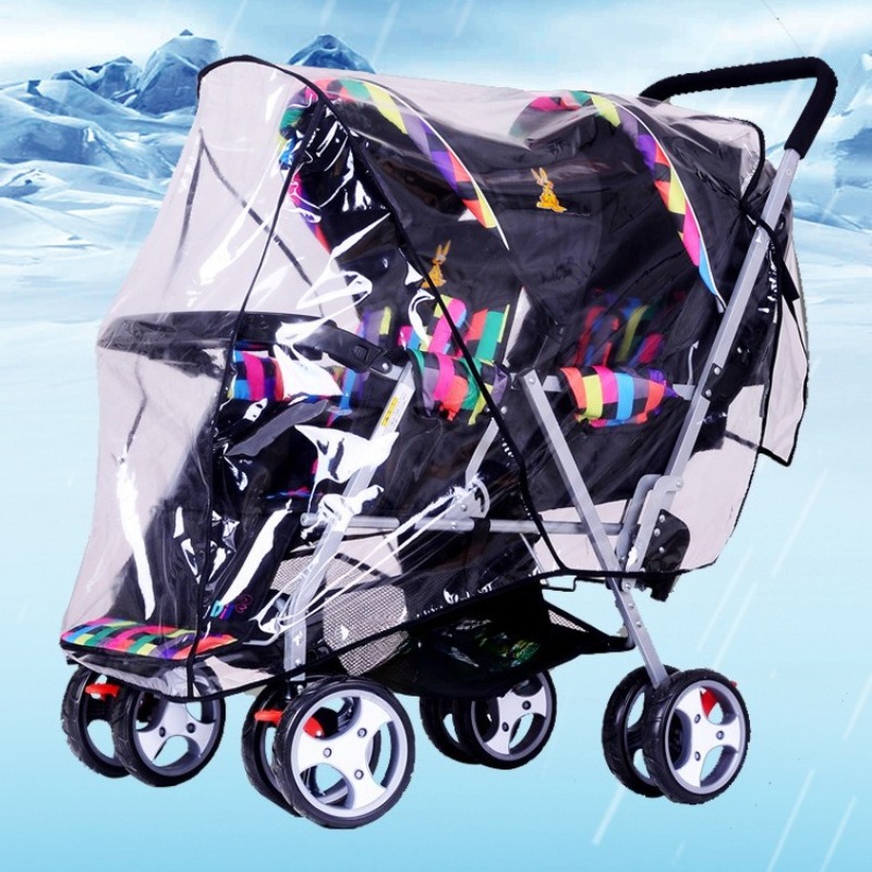 二人乗りベビーカー用レインカバー 防風前後プロテクター - Stroller Rain Cover のレビューと価格