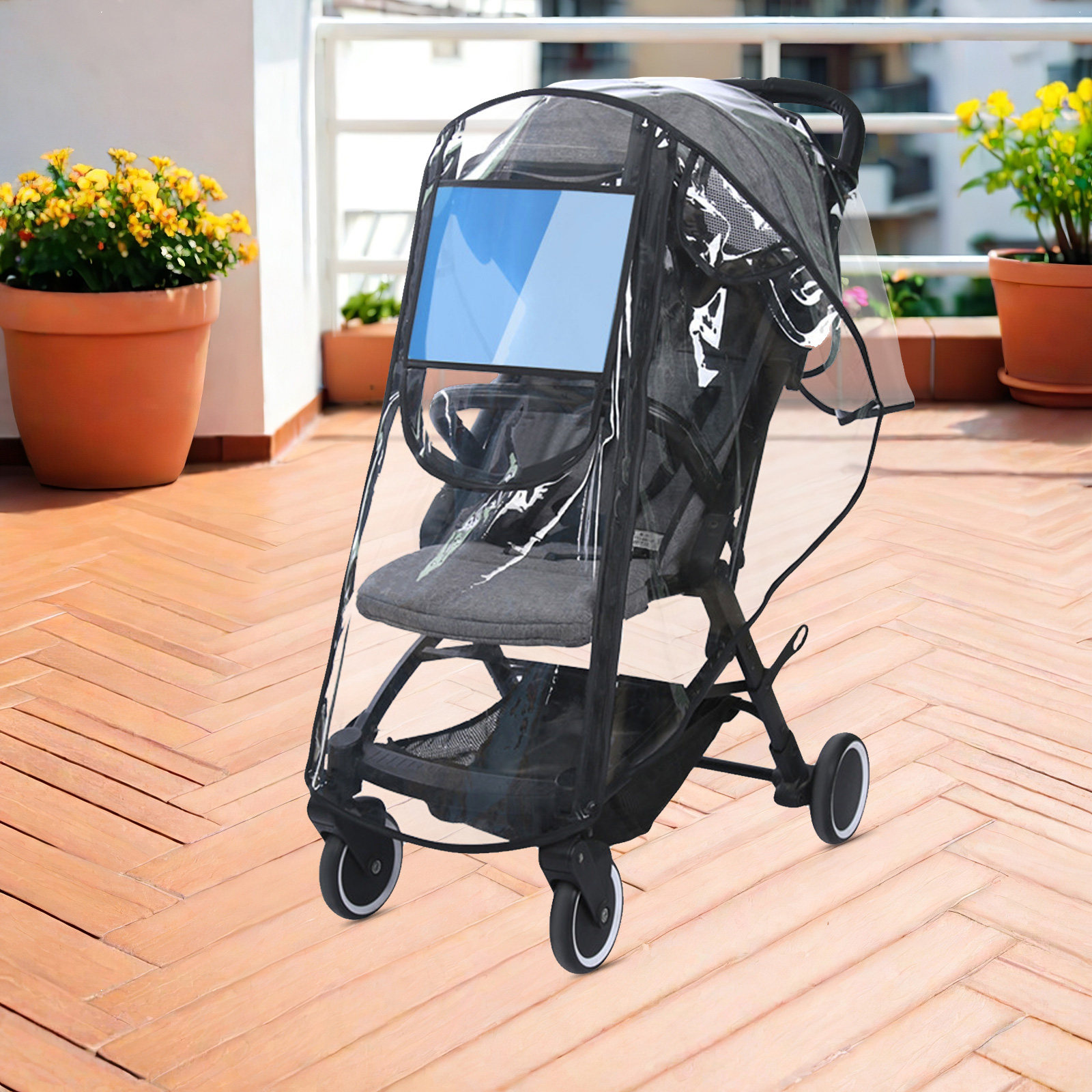 透明防水ベビーカーレインカバー、防風ベビーカー保護カバー、雨 - Stroller Rain Cover のレビューと価格