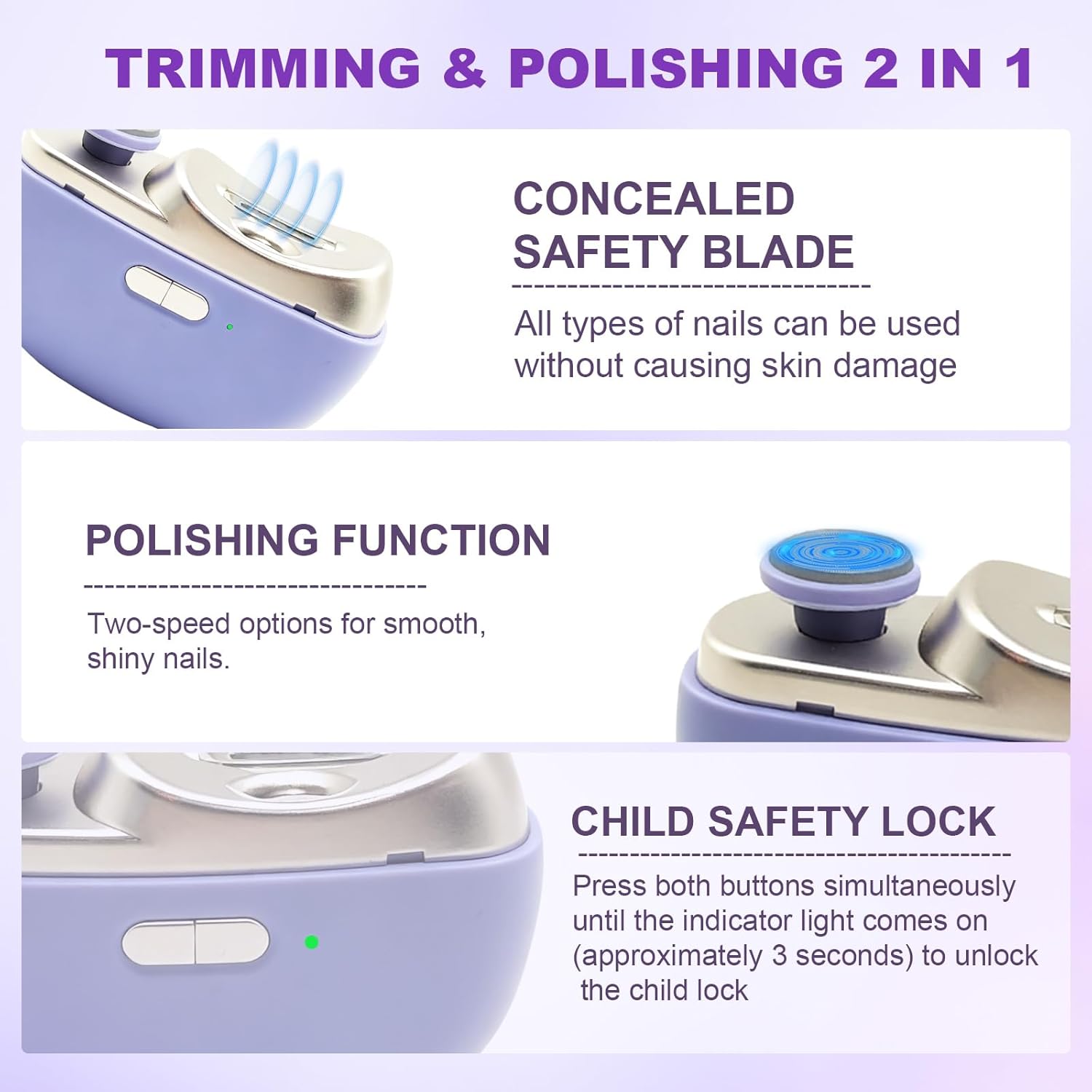 ライト付き電動ネイルトリマー 自動トリミング・バフ研磨・研磨 - Baby Nail Trimmer Electric のレビューと価格