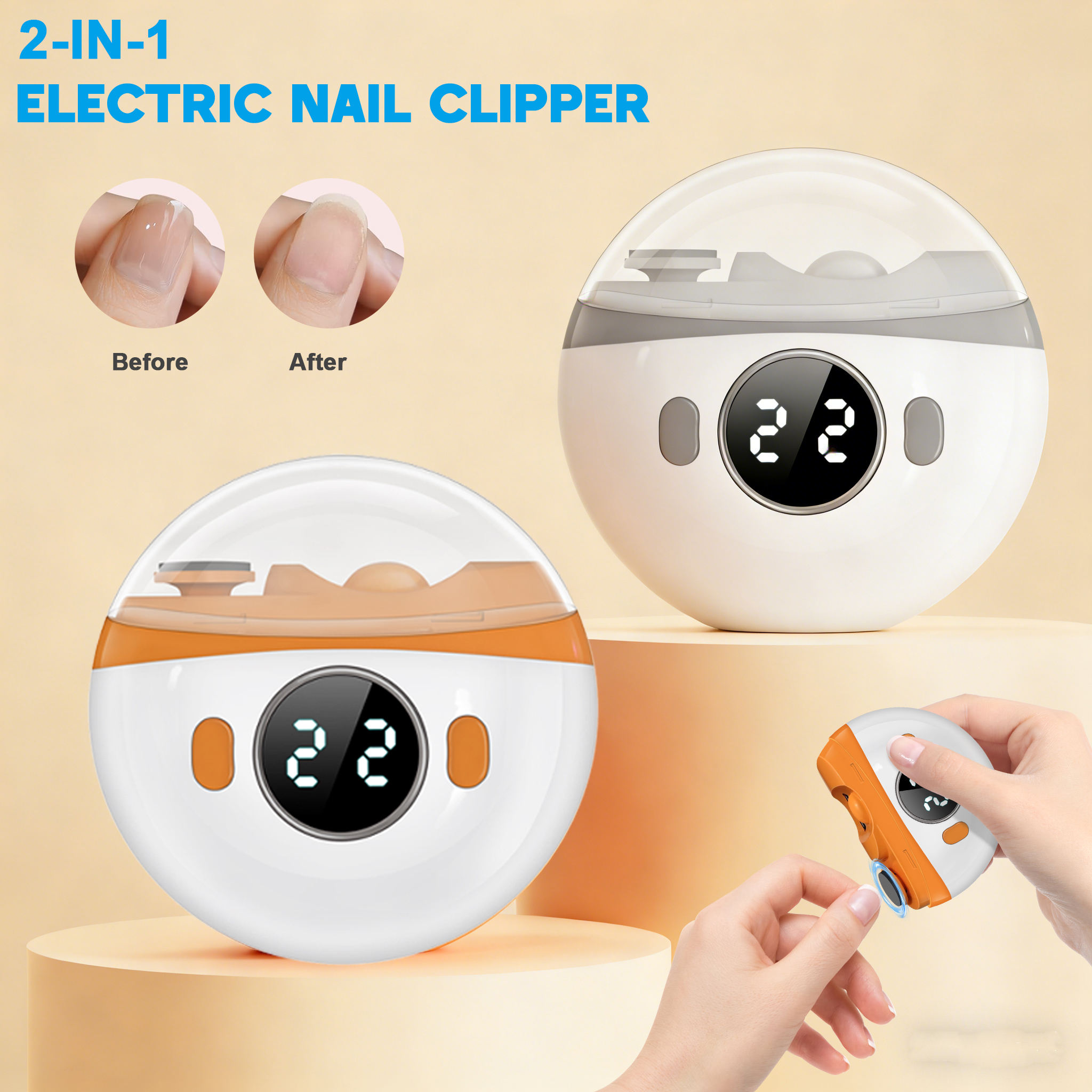 2in1電動ネイルクリッパー、ネイルポリッシャー、トリマー、 - Baby Nail Trimmer Electric のレビューと価格